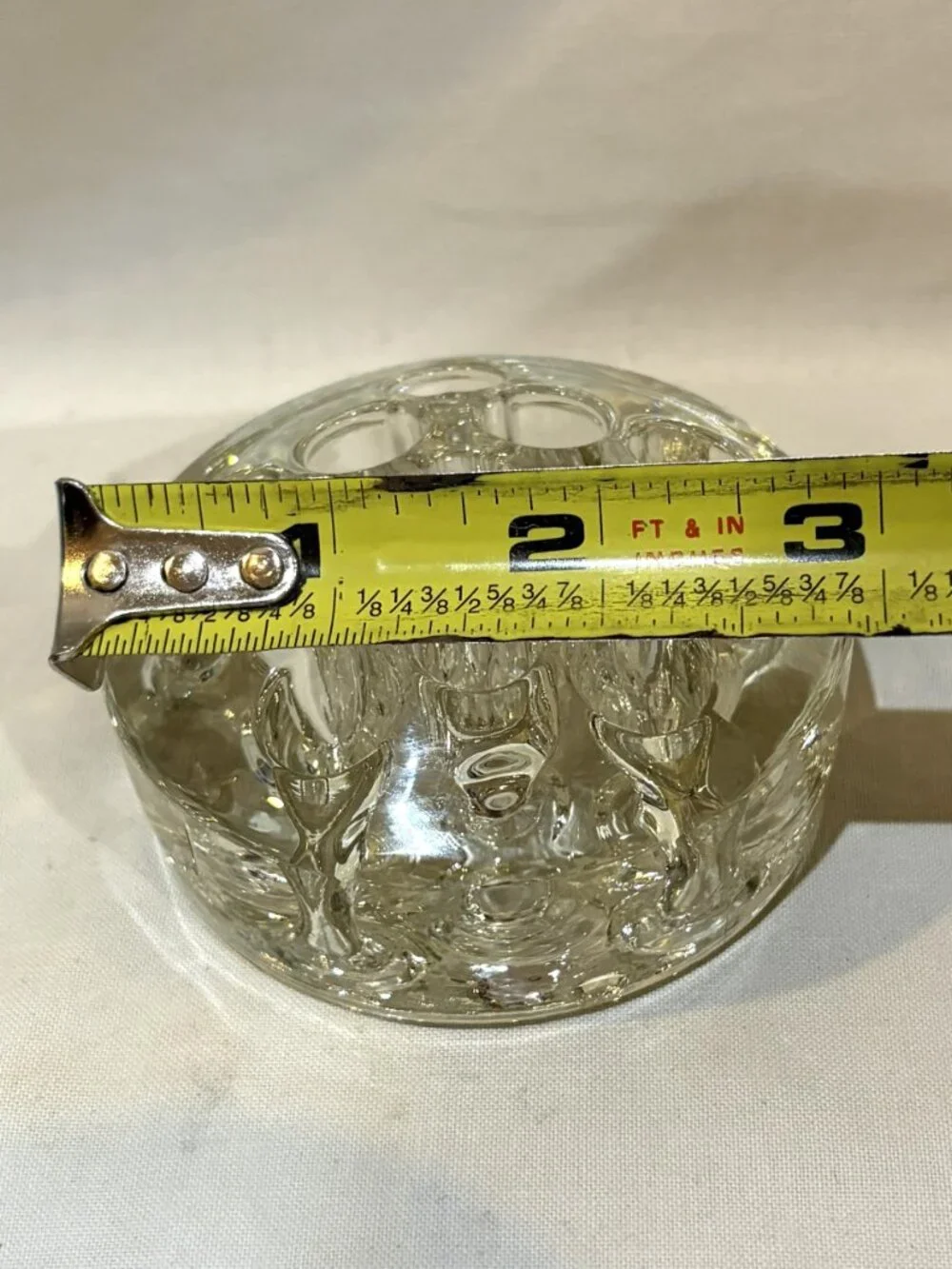 VTG Clear Glass Flower Frog 11 Stem Hole 3